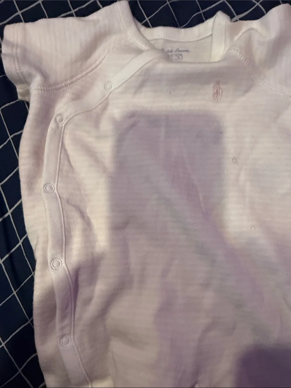 Ralph Lauren Pale Pink Striped Cotton Baby Top Set